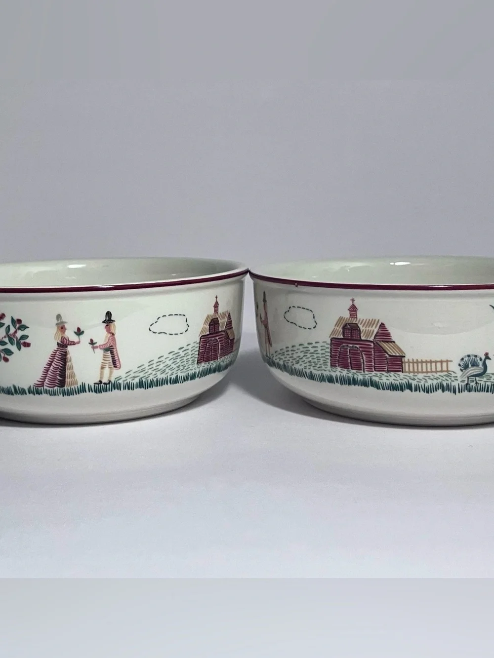 2 VILLEROY & BOCH American Sampler SOUP-CEREAL BOWLS / Vintage 1980s / RARE